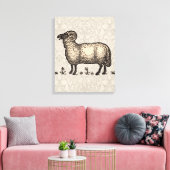 Vintage-Schaf-Illustration: Klassische Farmkunst Leinwanddruck (Insitu (Wohnzimmer))