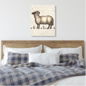Vintage-Schaf-Illustration: Klassische Farmkunst Leinwanddruck (Insitu (Schlafzimmer))