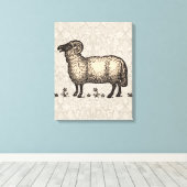 Vintage-Schaf-Illustration: Klassische Farmkunst Leinwanddruck (Insitu (Holzboden))