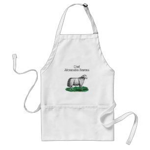 Vintage Schaf Mutterschaf Bauernhof Tiere Zeichnun Schürze