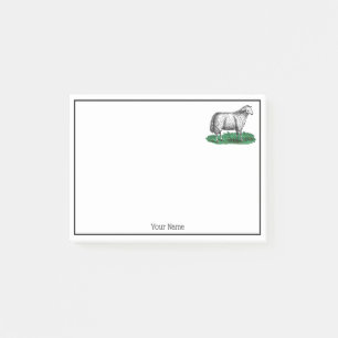 Vintage-Schaf-Mutterschaf-Farmtiere-Zeichnung C Post-it Klebezettel
