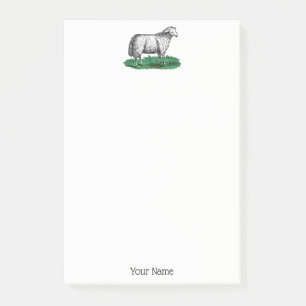 Vintage-Schaf-Mutterschaf-Farmtiere-Zeichnung C Post-it Klebezettel