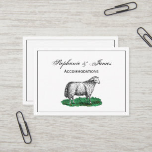 Vintage-Schaf-Mutterschaf-Farmtiere-Zeichnung C Visitenkarte