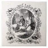 Vintage Schaf-personalisierte Illustration der Fliese (Vorderseite)