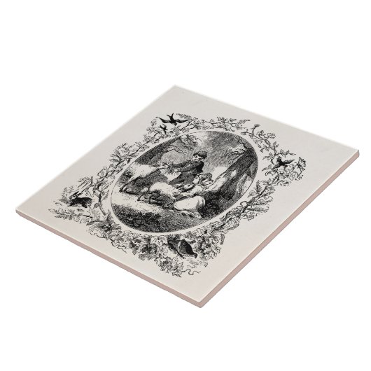 Vintage Schaf-personalisierte Illustration der Fliese (Seite)