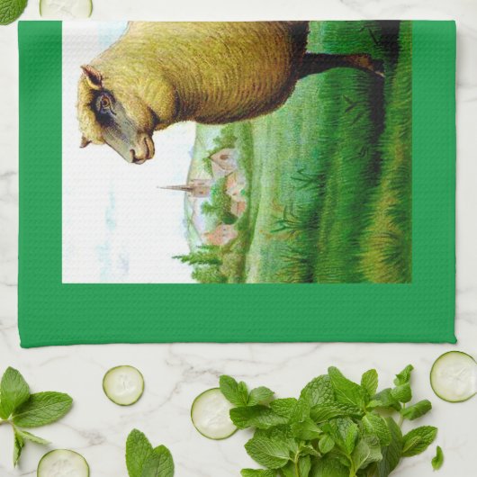 Vintage Schafgrasweide Geschirrtuch (Gefaltet)