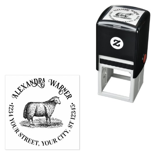 Vintage Schafschaf-Nutztiere Name Rücksendeadresse Permastempel (Beispiel)