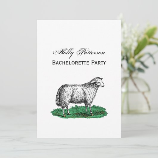 Vintage Schafschaf Zeichnend Tiere C Einladung (Stehend Vorderseite)