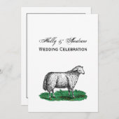 Vintage Schafschaf Zeichnend Tiere C Einladung (Vorne/Hinten)