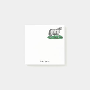 Vintage Schafschaf Zeichnend Tiere C Post-it Klebezettel