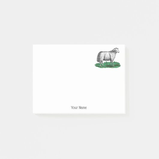 Vintage Schafschaf Zeichnend Tiere C Post-it Klebezettel (Vorderseite)