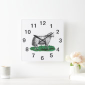 Vintage Schafschaf Zeichnend Tiere C Quadratische Wanduhr (Zuhause)