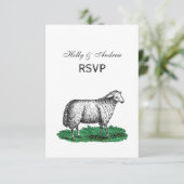 Vintage Schafschaf Zeichnend Tiere C RSVP Karte (Stehend Vorderseite)