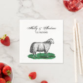 Vintage Schafschaf Zeichnend Tiere C Serviette (Beispiel)