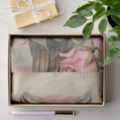 Vintage Schale und rosa Rosen Seidenpapier (Geschenk)