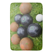 Vintage Schalen aus braunem und schwarzem Rasen, Badematte (Vorderseite Vertikal)