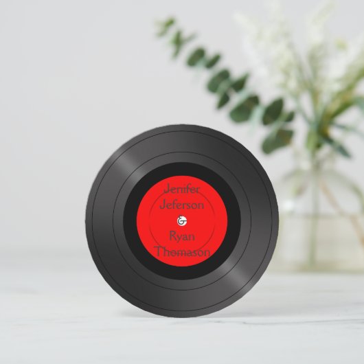 Vintage Schallplatte einladen Einladung (Stehend Vorderseite)