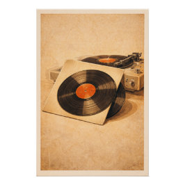 Vintage-Schallplatten Retro-Plattenspieler Musikpo Poster