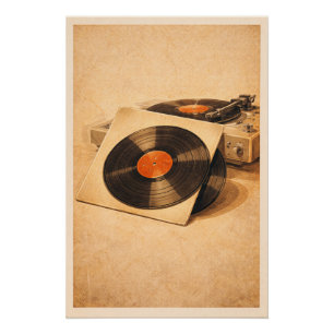 Vintage-Schallplatten Retro-Plattenspieler Musikpo Poster