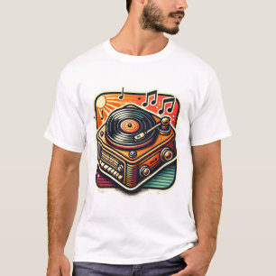 Vintage-Schallplattenspieler-Aufkleber - Musiklieb T-Shirt