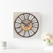 VINTAGE SCHALTFLÄCHE | römische Zahlen Quadratische Wanduhr (Zuhause)