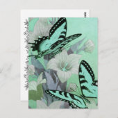 VINTAGE SCHALTFLÄCHEN: ELEGANTES AQUA POSTKARTE (Vorne/Hinten)