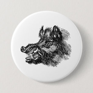 Vintage schändliche Stoßzahn-Schablone des wilde Button