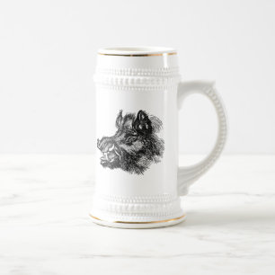 Vintage schändliche Stoßzahn-Schablone des wilden Bierglas