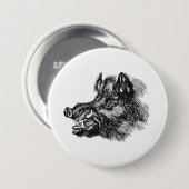 Vintage schändliche Stoßzahn-Schablone des wilden Button (Vorne & Hinten)