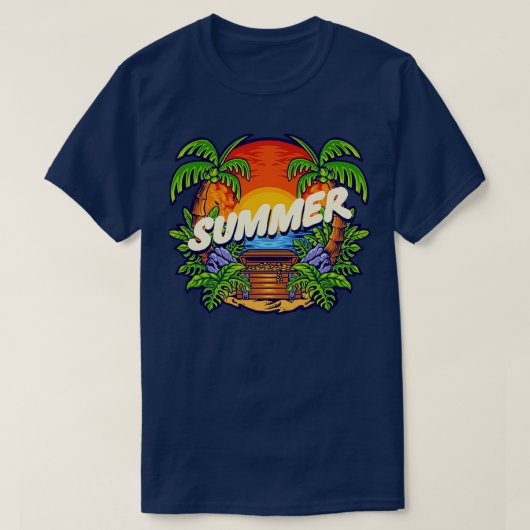 Vintage Schatzinsel Beach Retro Sommer T-Shirt (Design vorne)