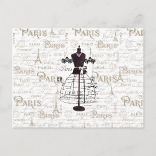 Vintage-Schaufensterpuppe Französische Typo Paris Postkarte