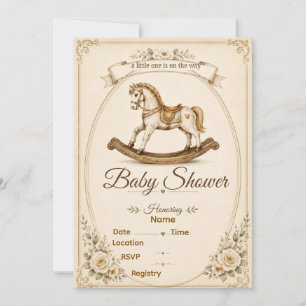 Vintage-Schaukelpferd-Baby-Shower-Einladung Einladung
