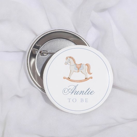 Vintage Schaukelpferd-Baby-Taufe  Tante wird es Button