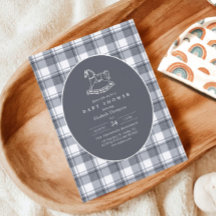 Vintage Schaukelpferd Preppy Gingham Babyparty