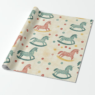 Vintage Schaukelpferd Rust Plaid Kinderzimmer Must Geschenkpapier