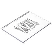 Vintage Schere-elegantes Schwarz-weißes Notizblock (Linke Seite)