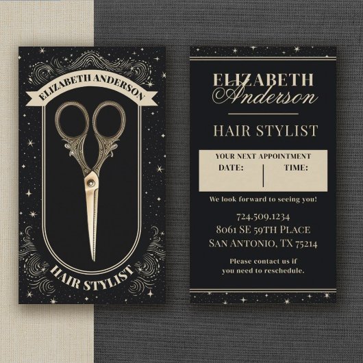 Vintage Schere Friseur Termin Visitenkarte