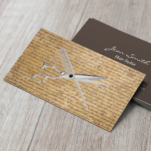Vintage Schere & Kamm Friseur Visitenkarte