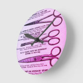 Vintage Schere rosa Anzeige Runde Wanduhr (Winkel)