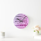 Vintage Schere rosa Anzeige Runde Wanduhr (Zuhause)