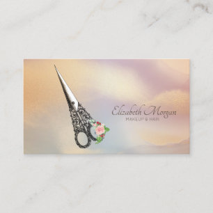 Vintage Schere Rosen Friseur Bunt Visitenkarte