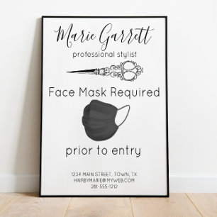 Vintage Schere Salon Gesichtsmaske erforderlich Ge Poster