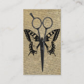 Vintage Schere & Schmetterling Elegante Haarstylis Visitenkarte (Vorderseite)