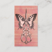 Vintage Schere, Schmetterling Pink Salon Visitenkarte (Vorderseite)