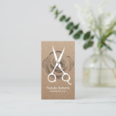 Vintage Schere und Blume Rustikale Kraft Visitenkarte (Stehend Vorderseite)