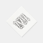 Vintage Scheren Elegantes Schwarz-weißes Dekoriere Serviette (Ecke)