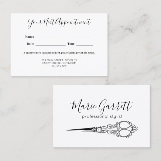 Vintage Scheren Terminkarte (Vorne/Hinten)