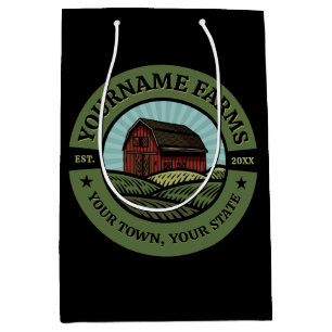 Vintage Scheune ADD NAME Landgut Farm Felder Landw Mittlere Geschenktüte