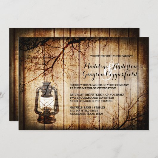 Vintage Scheunen-hölzerne Einladung (Vorne/Hinten)