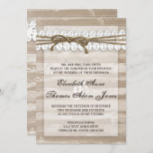 Vintage Scheunen-hölzerne Schnur auf Einladung (Vorne/Hinten)